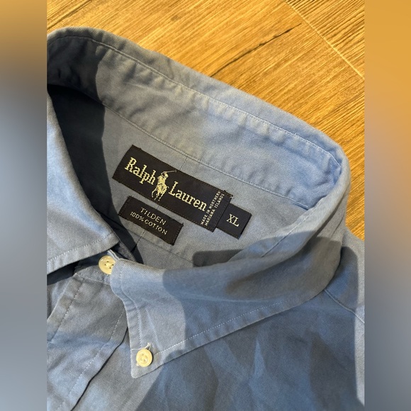 VINTAGE Ralph Lauren Tilden Cotton short sleeve embroidered logo shirt blue - Picture 14 of 16